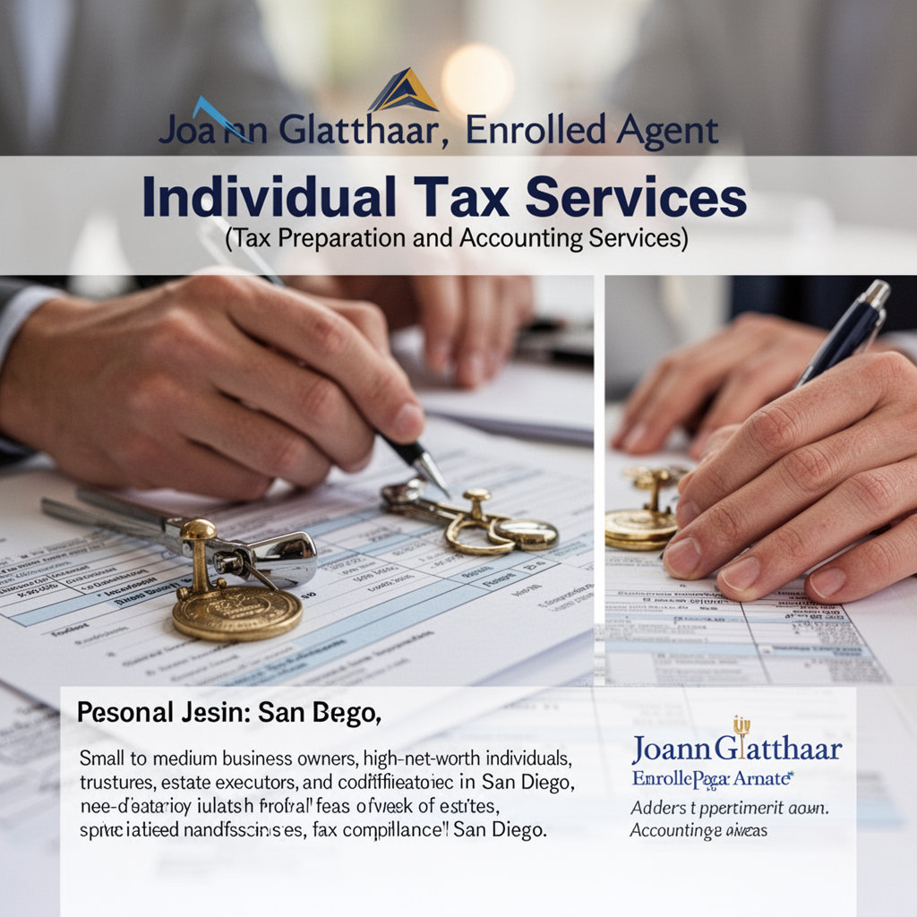 JoAnn Glatthaar, Enrolled Agent providing expert personal income tax preparation services for clients in San Diego