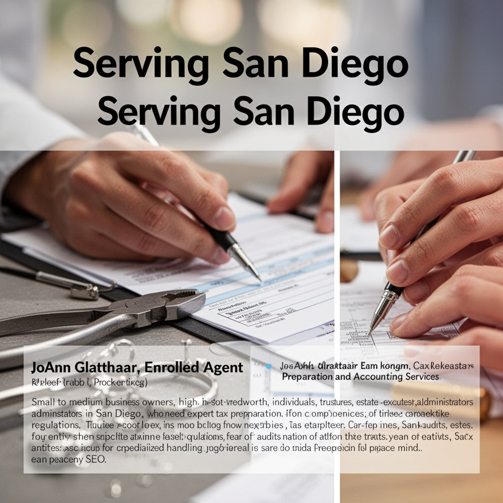 JoAnn Glatthaar, Enrolled Agent serving the San Diego area including Hillcrest and North Park for expert tax services